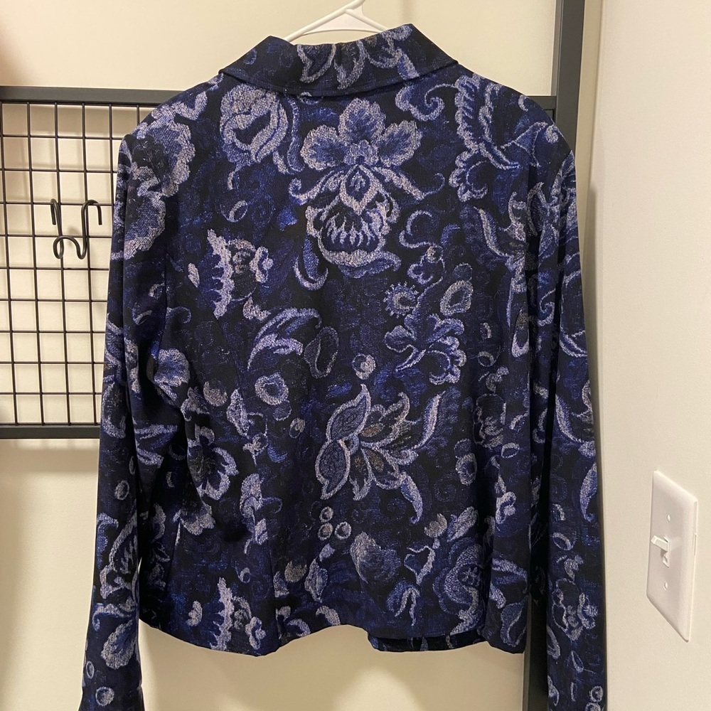 NWOT | vintage Briggs New York women’s‎ blue floral blazer — XL - Picture 4 of 4